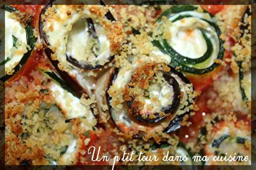 P'tits rouleaux de courgettes et d'aubergine, ricotta et tomate