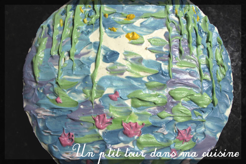 P'tit gâteau Nymphéas de Claude Monet, myrtilles et ganache chocolat blanc
