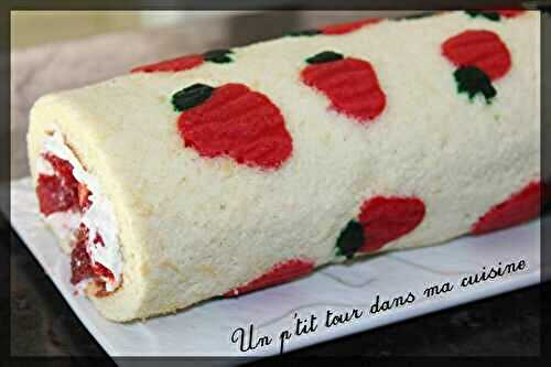 P'tit gâteau roulé chantilly fraises, motif fraises