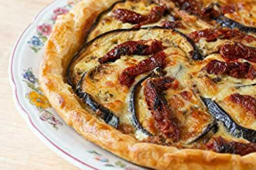 Tarte aubergine mozzarella et tomates du soleil