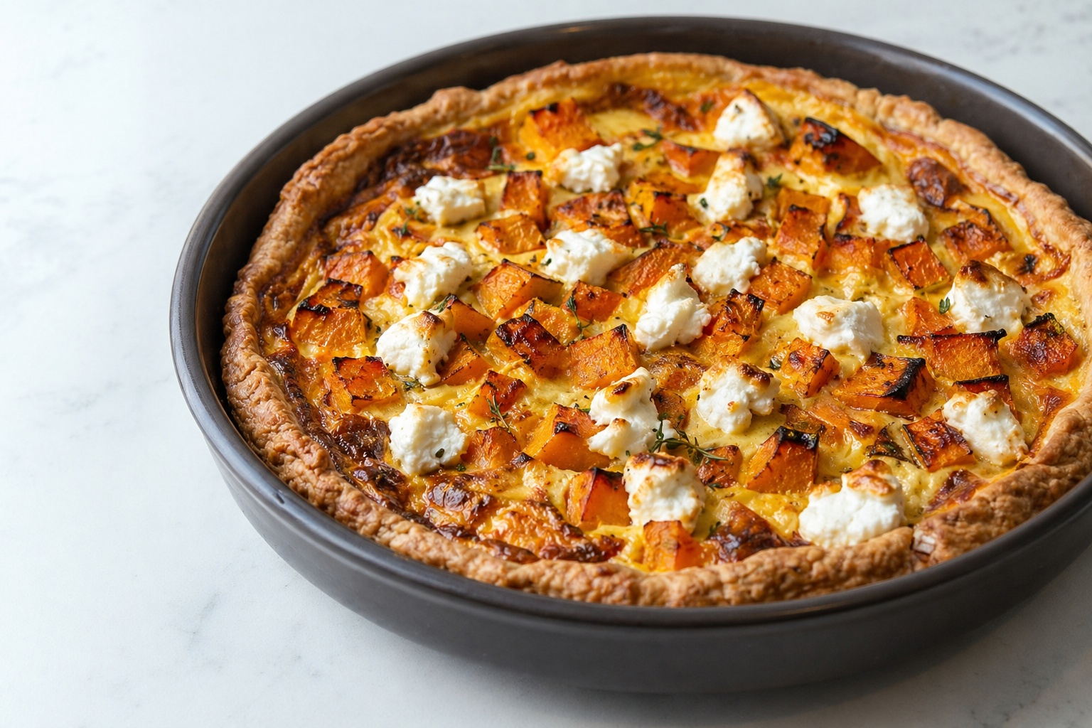 Tarte fondante au potiron et chèvre