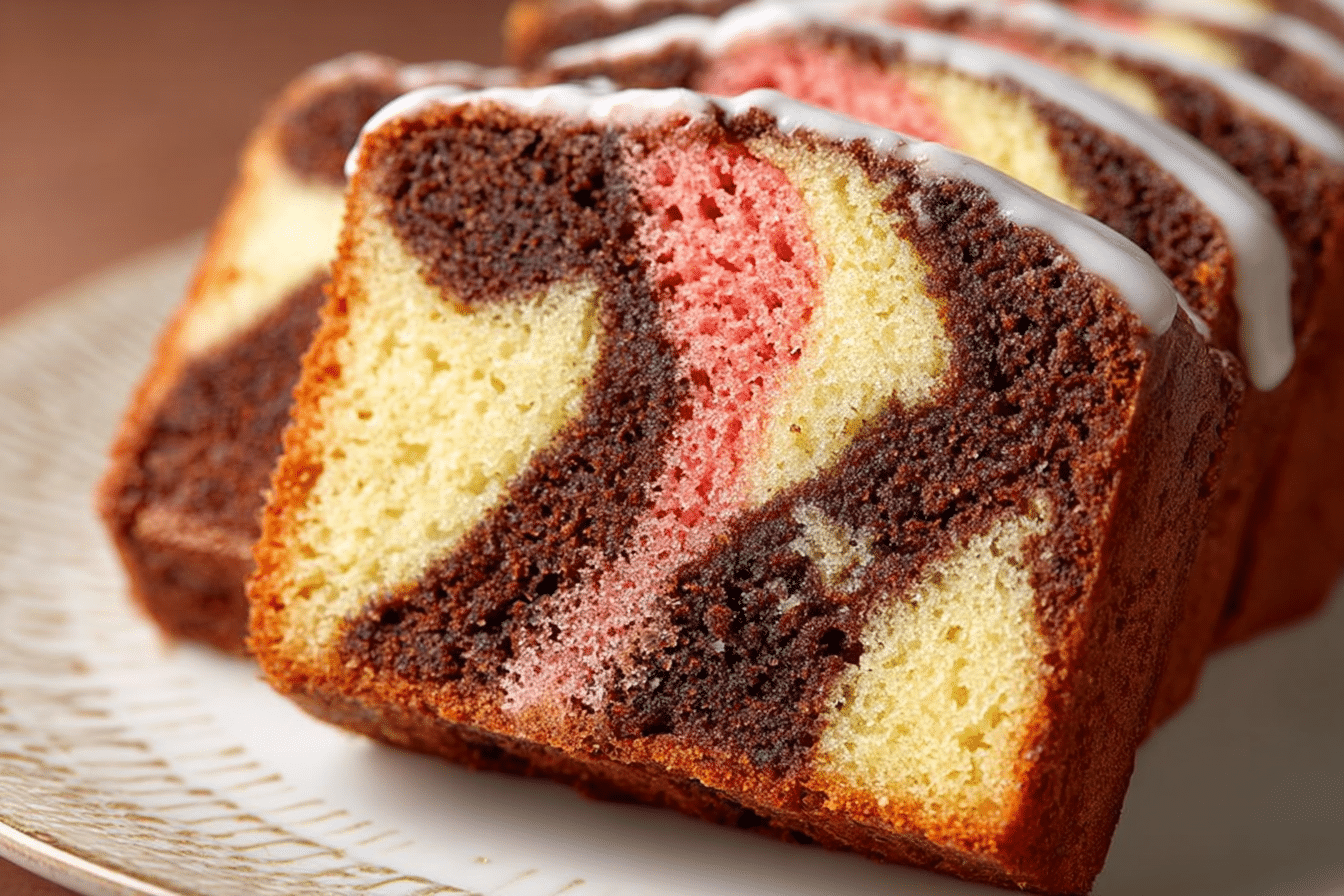 Cake marbre 3 couleurs moelleux