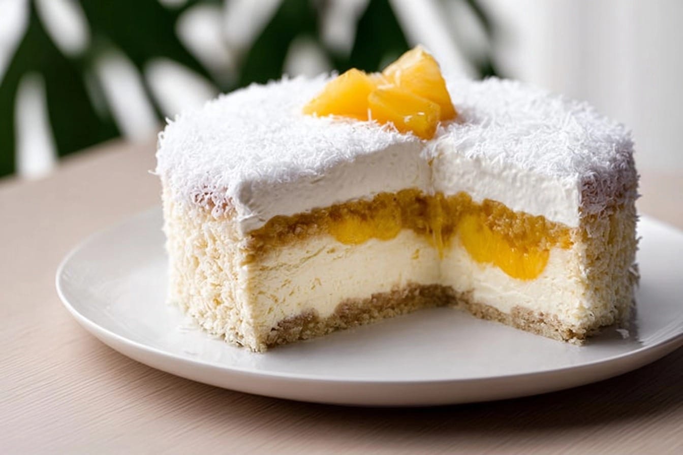 Entremet coco mangue ananas fondant