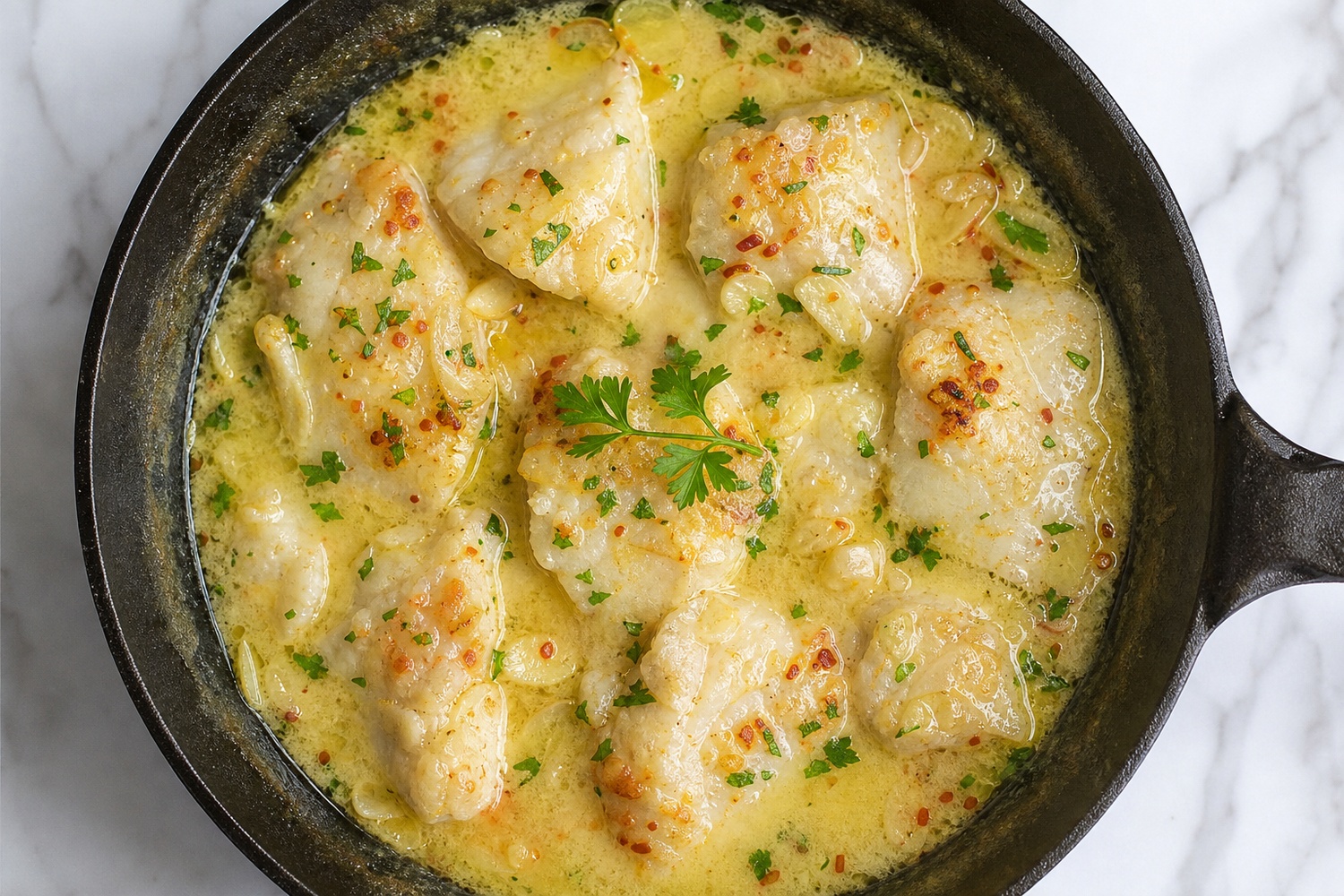 Joue de légine fondante sauce piquante