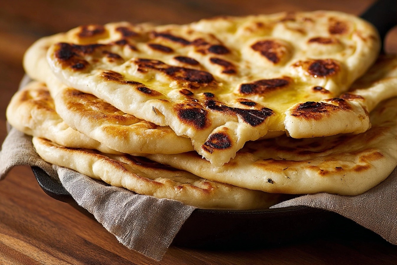 Naans nature moelleux à la poêle