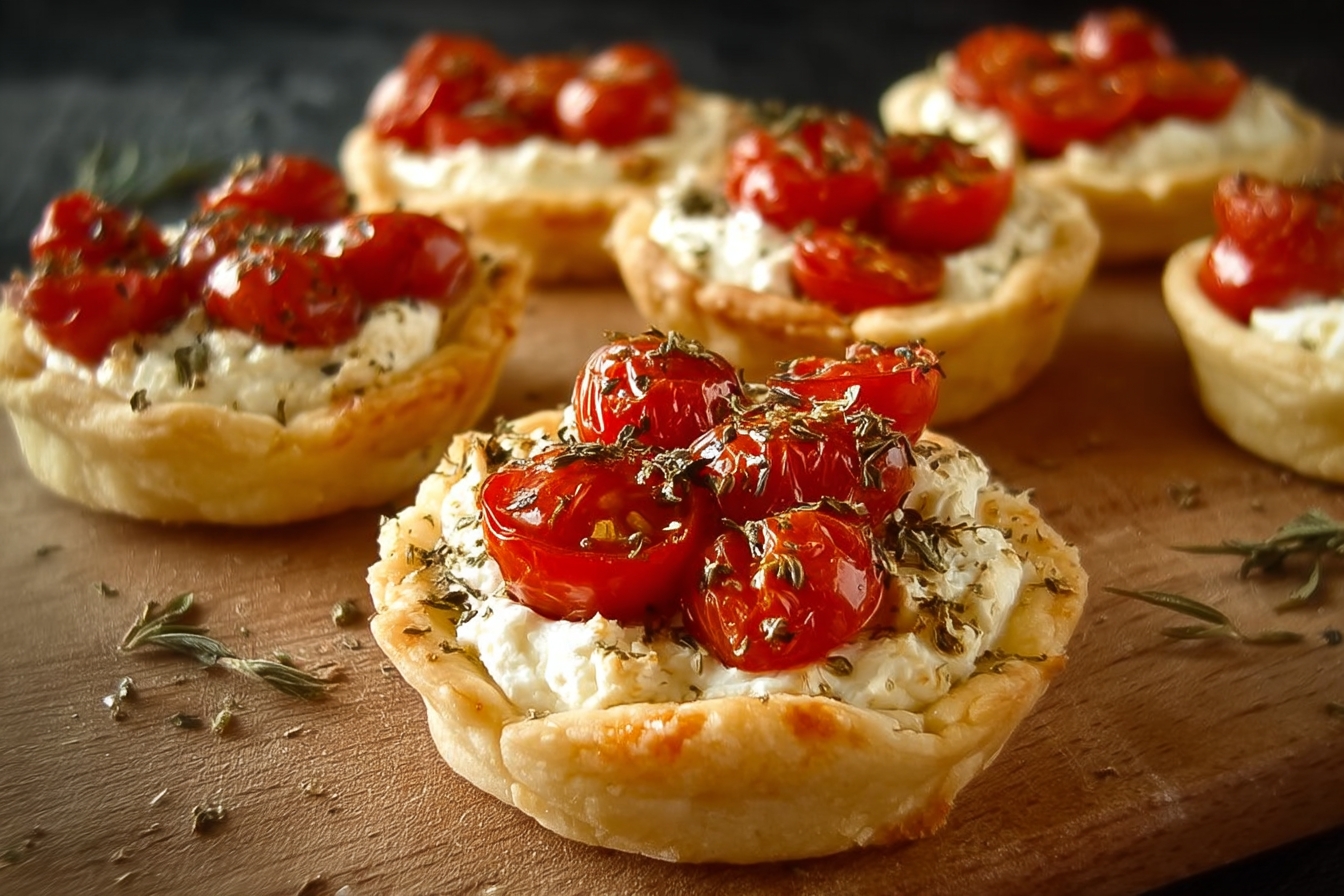 Recette tartelette salée croustillante au chèvre et tomates cerises
