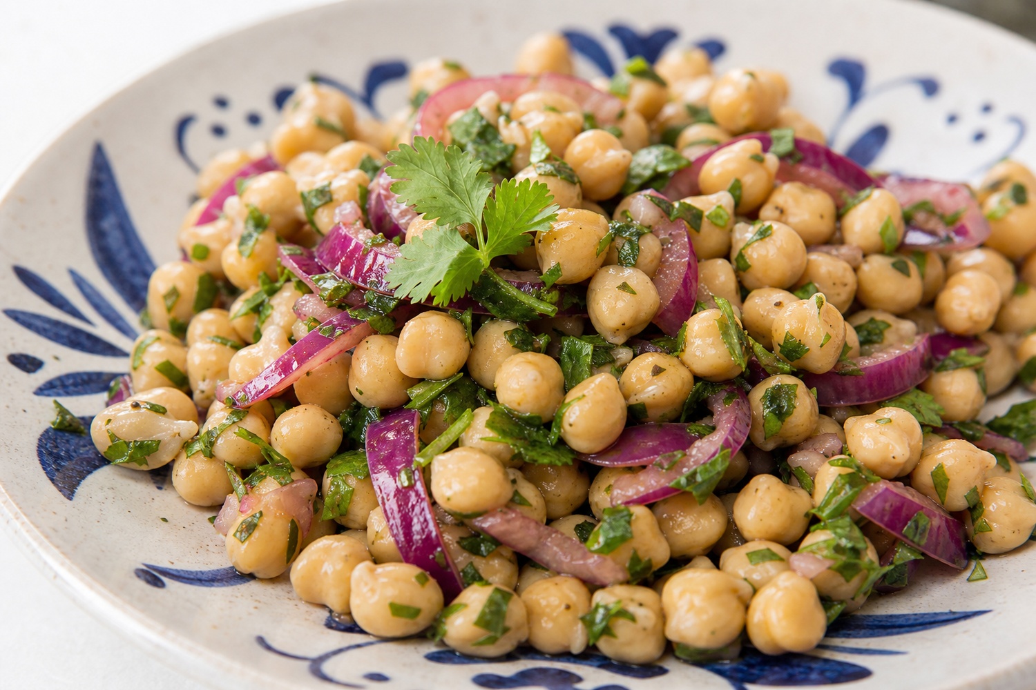Salade de pois chiches fraîche au citron et cumin