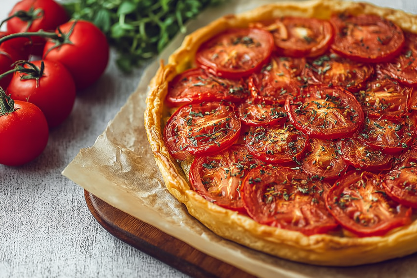 Tarte fine à la tomate croustillante