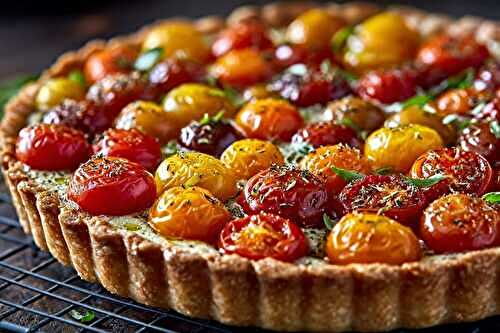 Tarte tomates cerises croustillante à la moutarde