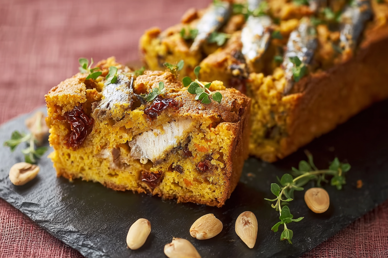 Cake sardine express aux tomates séchées et fines herbes