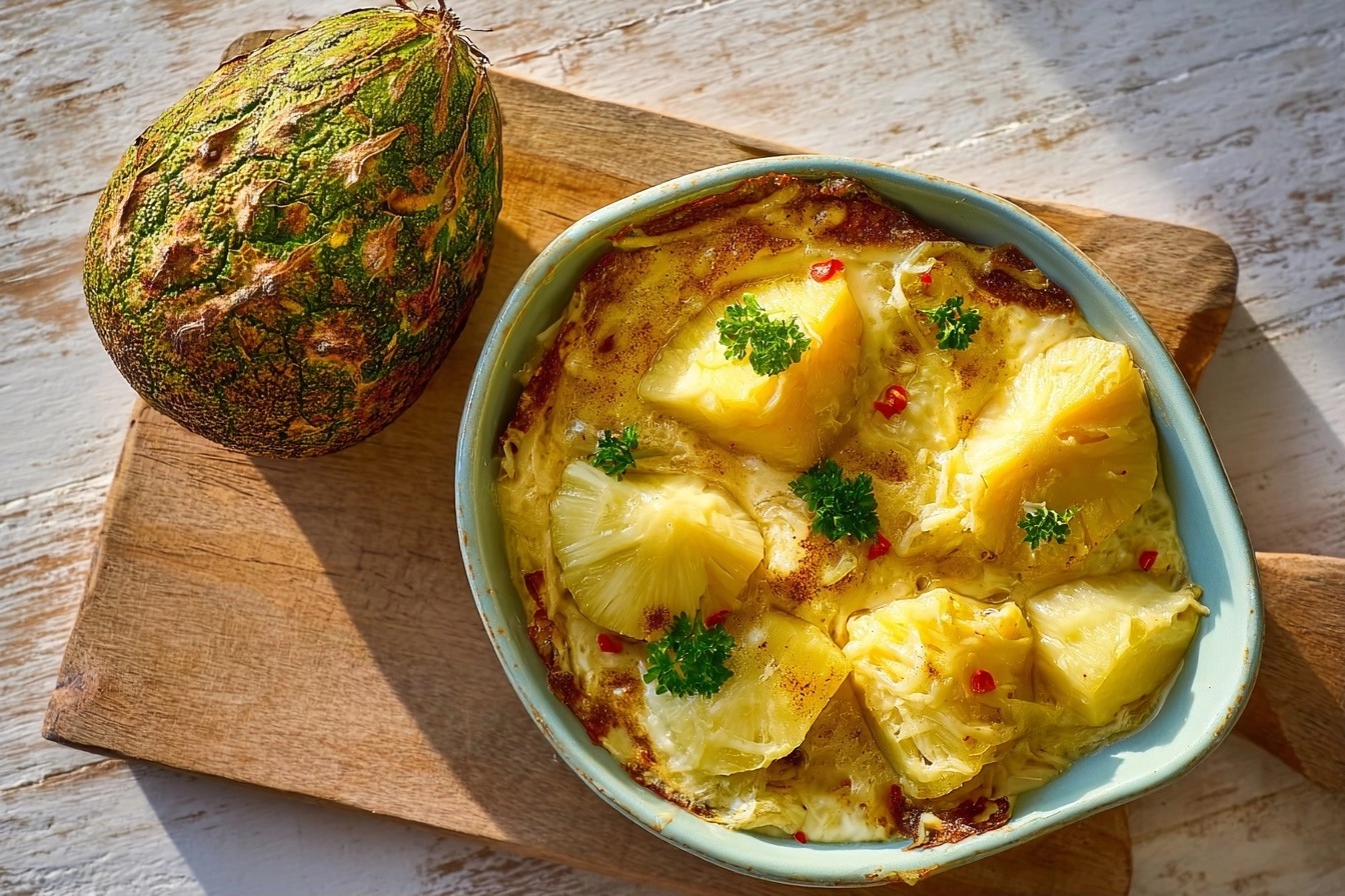 Fruit à pain : recette gratinée aux épices