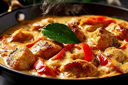 Curry de volaille mijoté : recette combava lait de coco