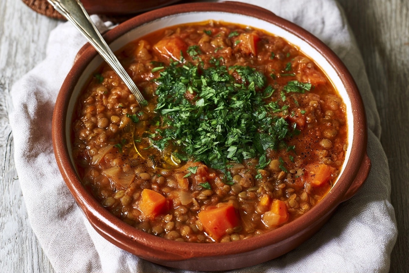 Lentilles à la marocaine mijotées