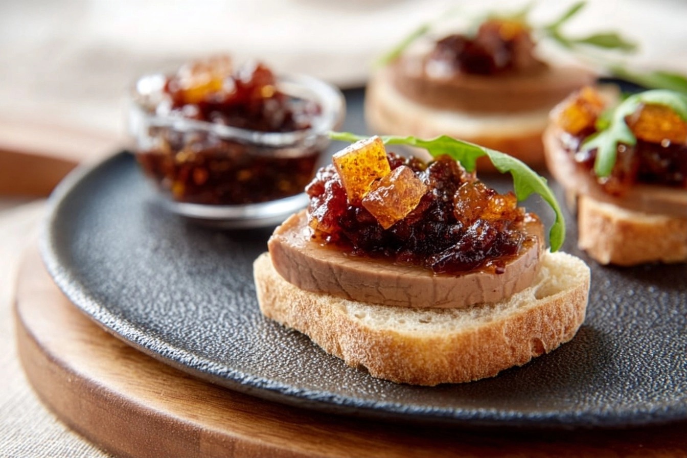 Toast foie gras minute au confit d'oignon
