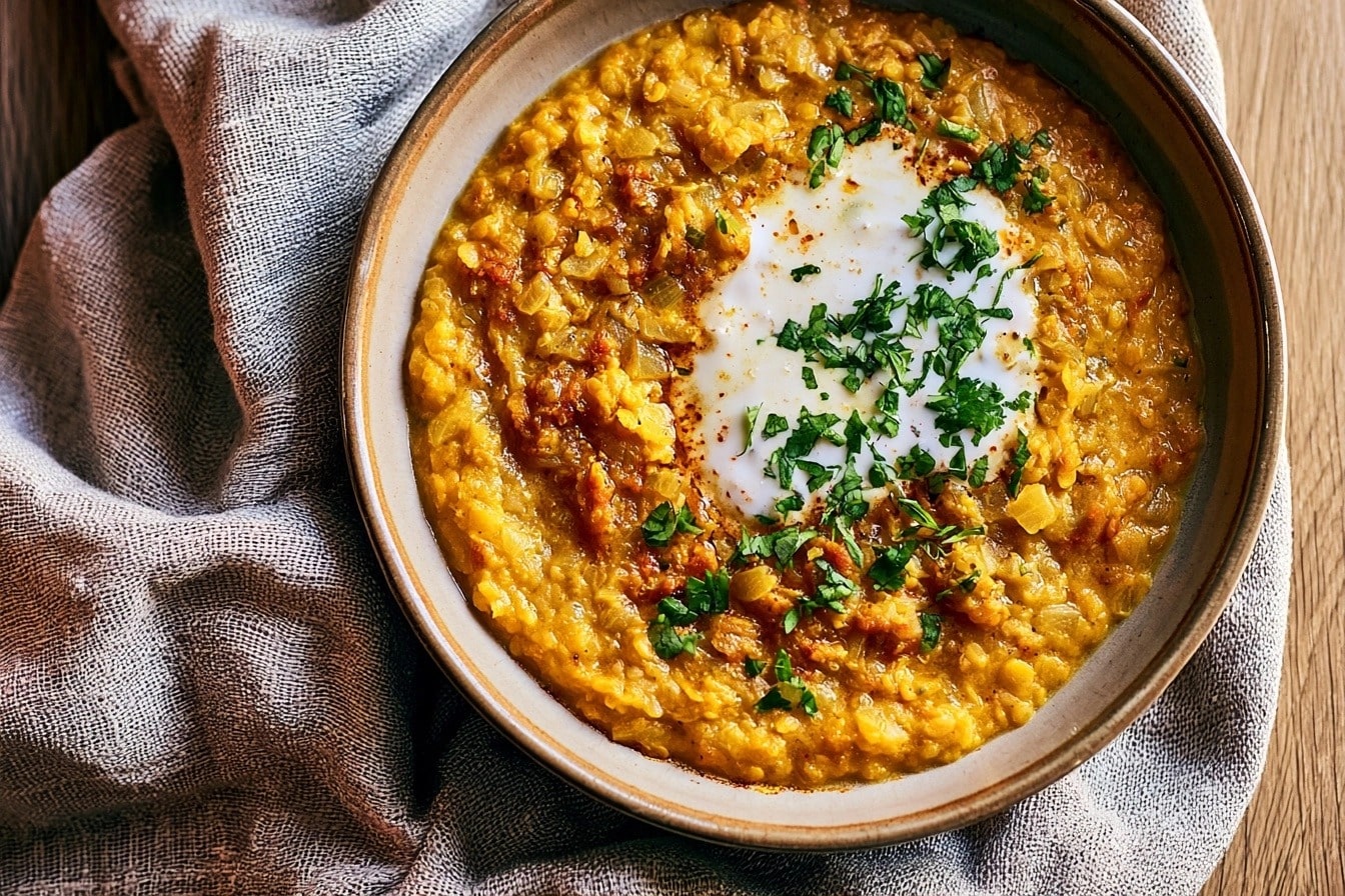Dahl de lentilles mijoté au lait de coco
