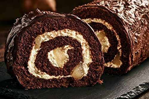 Bûche chocolat-poire qui se prépare la veille