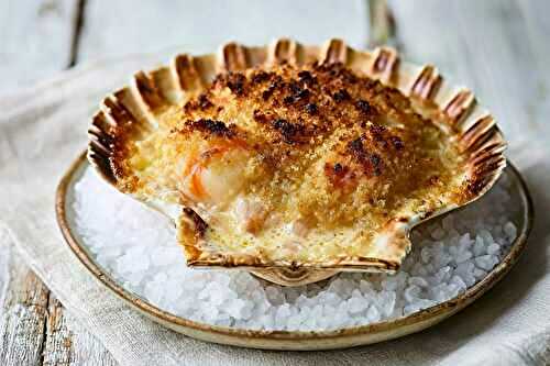 Coquilles Saint-Jacques à la bretonne gratinées