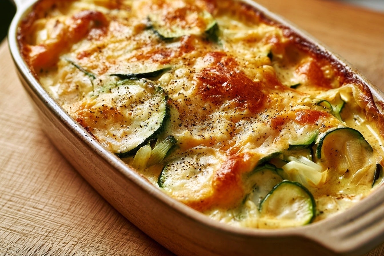 Gratin de courgettes au lait de coco doré au four