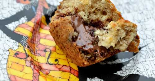 Muffins banana bread, coeur pâte à tartiner chocolat (sans oeuf)