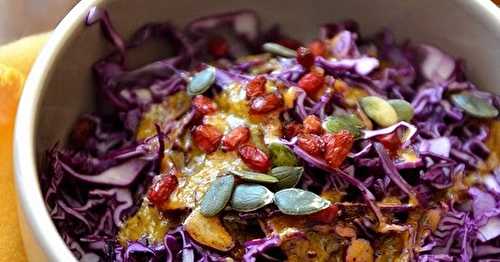 Salade de chou rouge, vinaigrette à l'abricot