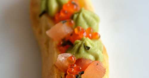 Eclair truite-avocat-wasabi, selon Christophe Adam