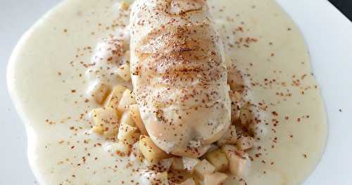 Filet de poulet aux écailles de poire et velouté de topinambour