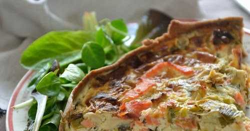 Quiche aux poireaux et truite fumée