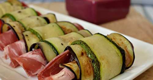 Rouleaux de légumes à la coppa et chèvre frais