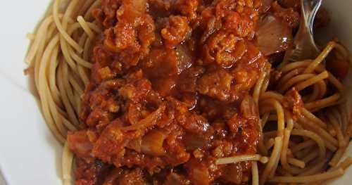 Shaghetti à la chair à saucisse , sauce tomate