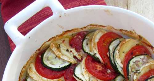 Tian de courgettes, tomates et chèvre