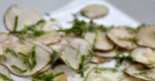 Topinambours marinés, menthe et fleur d'oranger