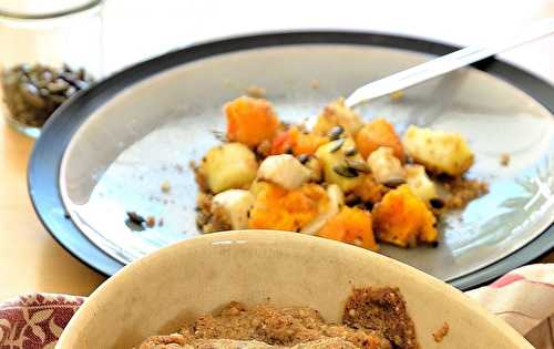 Gratin de légumes, noisettes et graines de courge