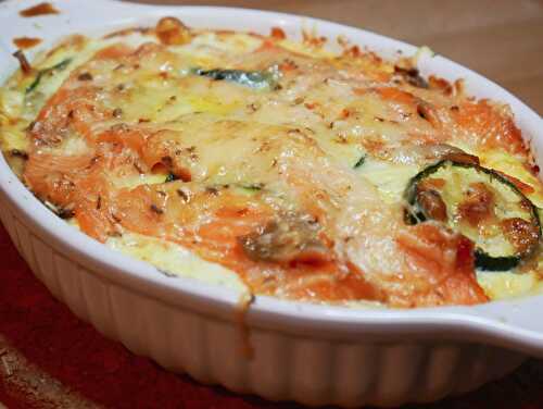 Gratin courgettes, saumon fumé et Comté