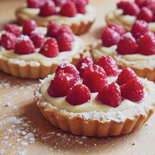 Tartelettes framboises - crème pâtissière chocolat blanc