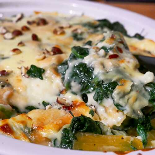 Gratin de paccheri aux épinards et au gorgonzola