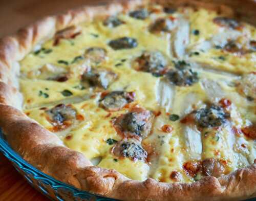 Tarte salée : asperges et bleu de Gex
