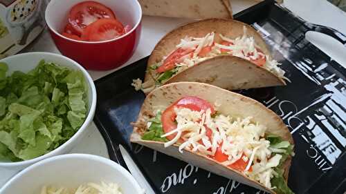 Tacos maison au Porc effiloché, crudités et tome de savoie