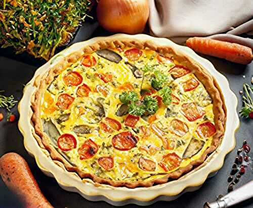 Quiche sans oeufs, aux légumes et aux épices