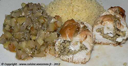 Blancs de poulet farcis aux olives vertes