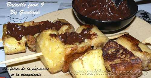 Brochettes de brioche perdue, fruits et sauce au chocolat #bataillefood9#