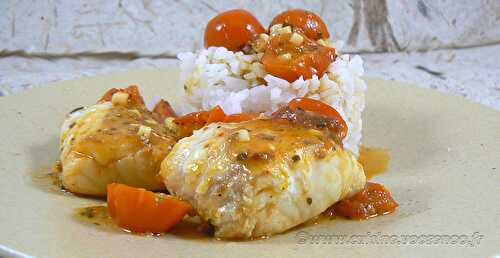 Dos de cabillaud, sauce tomates cerises