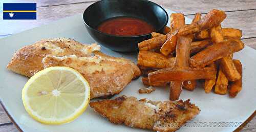 Poisson en croûte de noix de coco et frites de patate douce