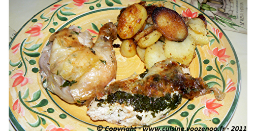 Poulet farci au fromage frais