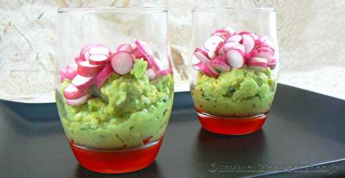 Verrines en vert et rose (avocat et radis)