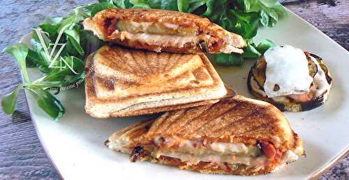 Croque-monsieur aux aubergines et bacon