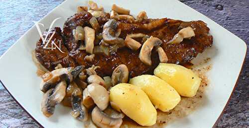 Steak Worcester et champignons