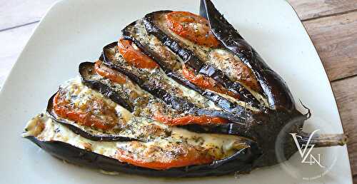 Eventail d’aubergine, tomate et mozza