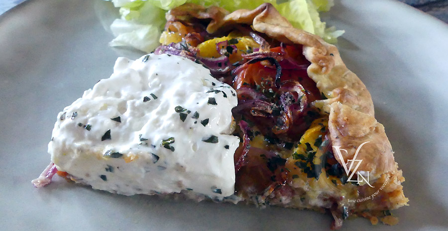 Tarte aux tomates anciennes, burrata