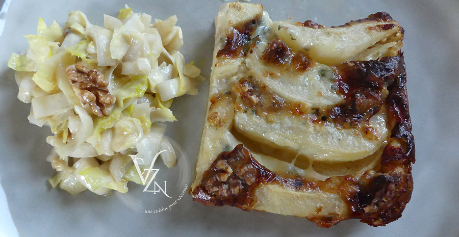 Gratin de poires au roquefort et noix