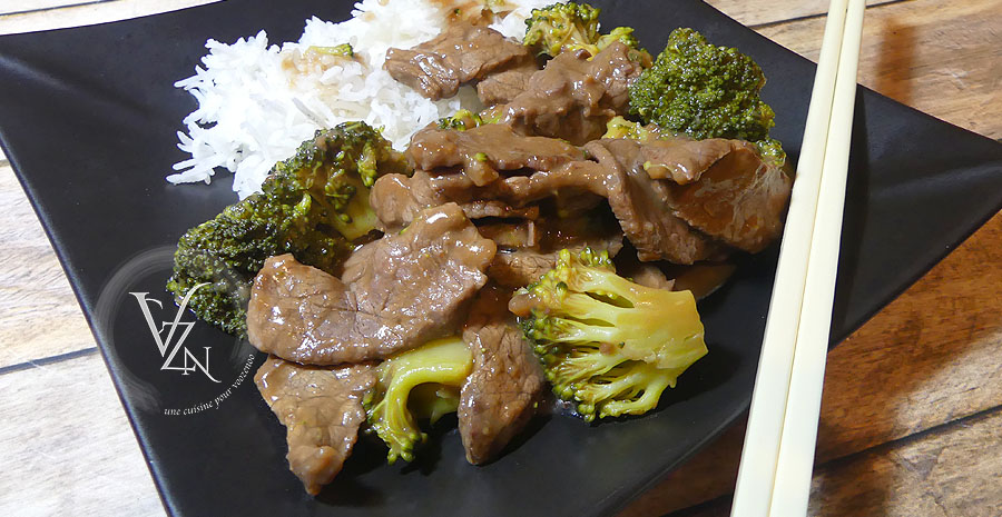 Bœuf en sauce d’huitre et brocolis